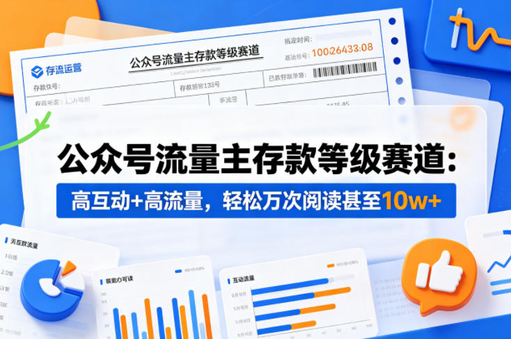 公众号流量主之存款等级赛道，高互动+高流量，轻松达到万次阅读，甚至10w+-优创云