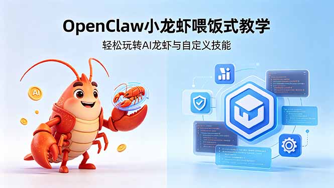 不用懂技术！OpenClaw小龙虾喂饭式教学，轻松玩转AI龙虾与自定义技能-优创云