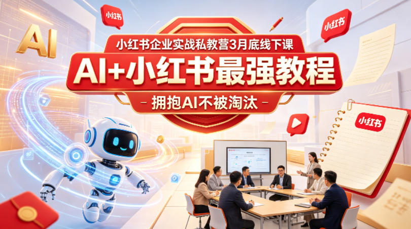 小红书企业实战私教营3月底线下课，AI+小红书最强教程，拥抱AI不被淘汰-优创云