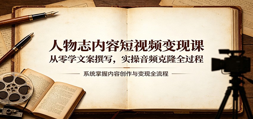 人物志内容短视频变现课：从零学文案撰写，实操音频克隆全过程-优创云