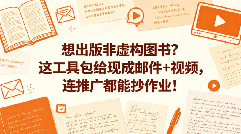 想出版非虚构图书？这工具包给现成邮件+视频，连推广都能抄作业！【原创双语字幕】-优创云