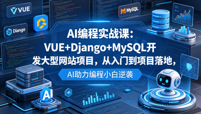 AI编程实战课：VUE+Django+MySQL开发大型网站项目，从入门到项目落地，AI助力编程小白逆袭-优创云
