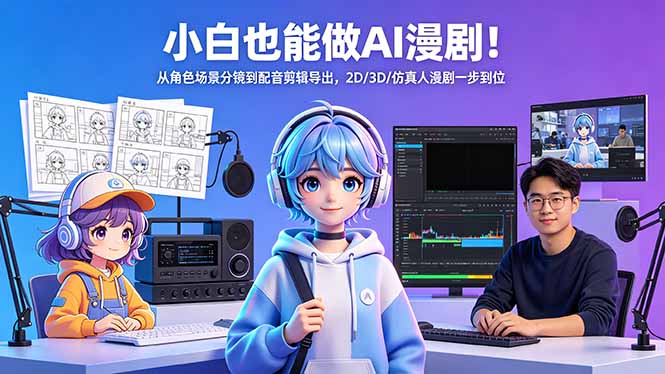 小白也能做AI漫剧！从角色场景分镜到配音剪辑导出，2D/3D/仿真人漫剧一步到位-优创云