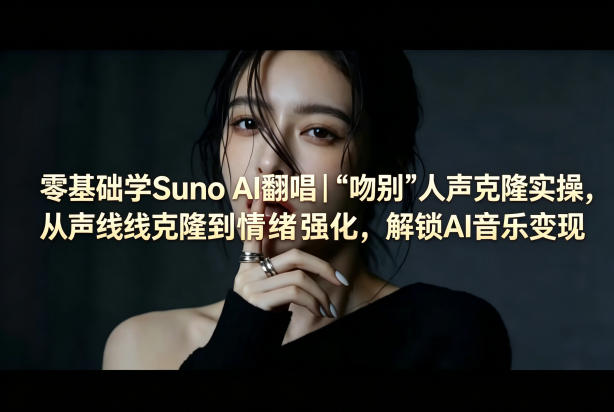 零基础学Suno AI翻唱｜《吻别》人声克隆实操，从声线克隆到情绪强化，解锁AI音乐变现-优创云