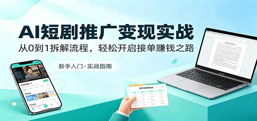 AI短剧推广变现实战：从0到1拆解流程，轻松开启接单赚钱之路-优创云