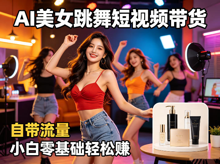 AI美女跳舞短视频带货：自带流量，小白零基础轻松賺，详细拆解-优创云