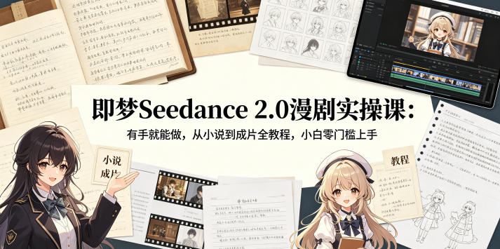 即梦Seedance 2.0漫剧实操课：有手就能做，从小说到成片全教程，小白零门槛上手-优创云