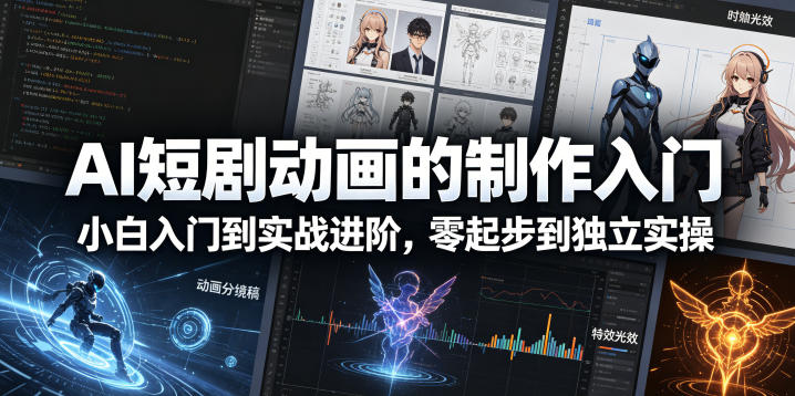AI短剧动画的制作入门，小白入门到实战进阶，零起步到独立实操-优创云