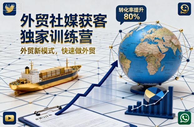 外贸社媒获客独家训练营,外贸新模式,快速做外贸(更新26年4月)-优创云