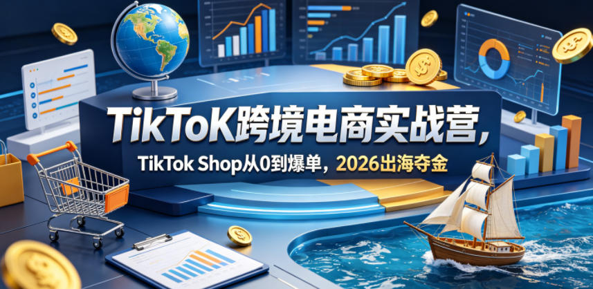 TikToK跨境电商实战营,TikTok Shop从0到爆单,2026出海夺金-优创云