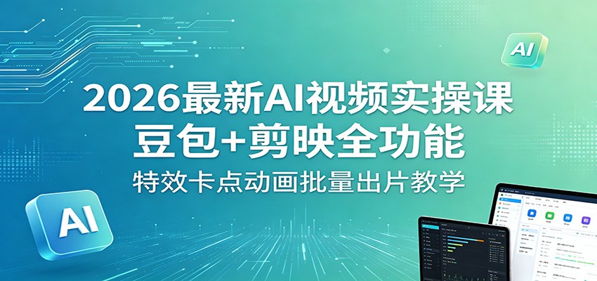 2026最新AI视频实操课：豆包+剪映全功能，特效卡点动画批量出片教学-优创云