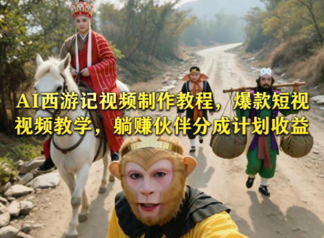 AI西游记视频制作教程，爆款短视频教学，躺賺伙伴分成计划收益-优创云
