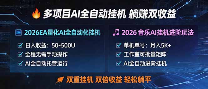 多项目AI自动挂机玩法：双重挂机，双倍收益，轻松躺平-优创云