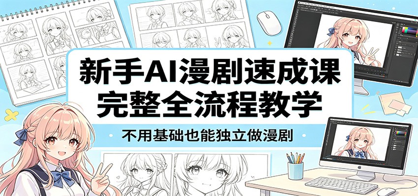 新手AI漫剧速成课：完整全流程教学，不用基础也能独立做漫剧-优创云