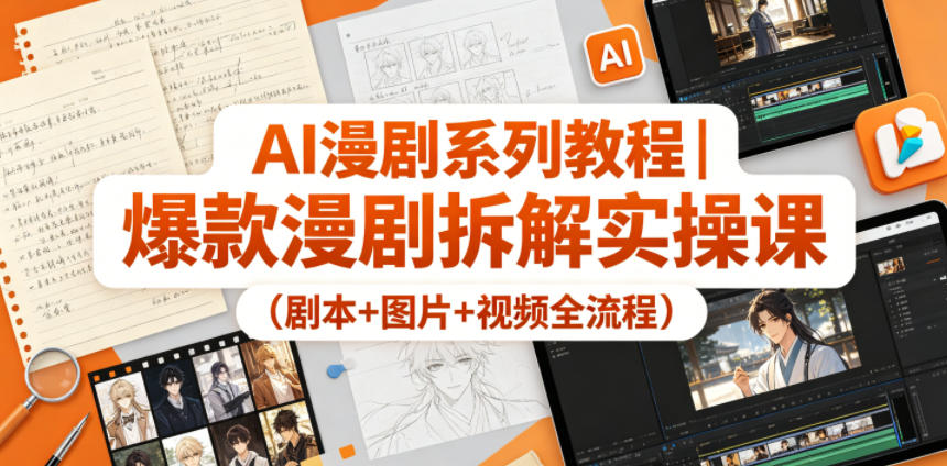 AI漫剧系列教程｜爆款漫剧拆解实操课(剧本+图片+视频全流程)-优创云