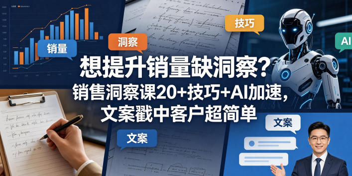 想提升销量缺洞察?销售洞察课20+技巧+AI加速,文案戳中客户超简单【原创双语字幕】-优创云