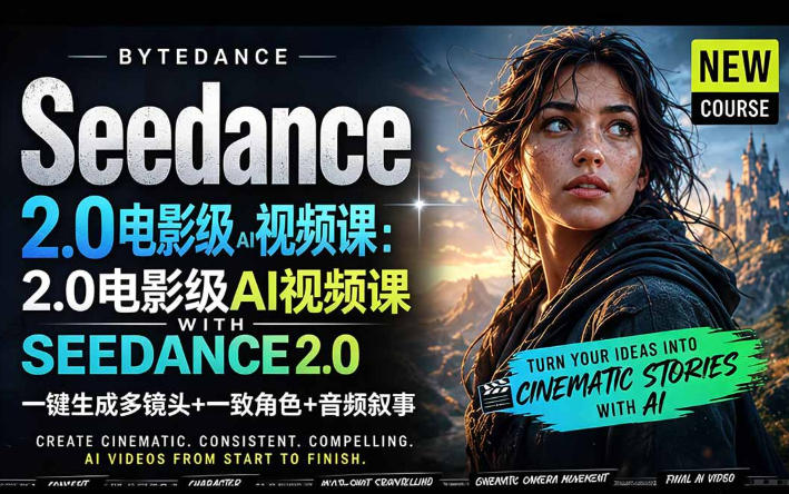 字节跳动的Seedance 2.0 AI电影视频生成制作教程,一键生成多镜头+一致角色+音频叙事-中英字幕-优创云