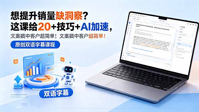 想提升销量缺洞察?这课给 20 + 技巧 + AI 加速,文案戳中客户超简单!【原创双语字幕】-优创云