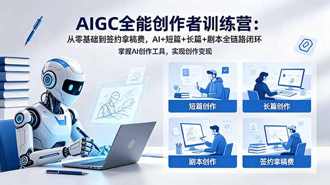 AIGC全能创作者训练营:从零基础到签约拿稿费,AI+短篇+长篇+剧本全链路闭环-优创云
