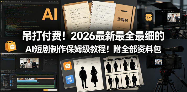 吊打付费!2026最新最全最细的AI短剧制作保姆级教程!附全部资料包-优创云