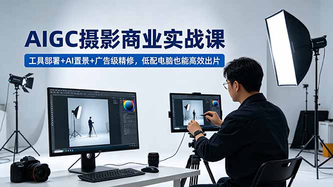 AIGC 摄影商业实战课，工具部署+AI置景+广告级精修，低配电脑也能高效出片-优创云