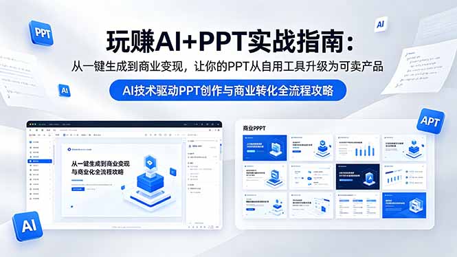 玩赚AI+PPT实战指南-更新5月13:从一键生成到商业变现,让你的PPT从自用工具升级为可卖产品-优创云