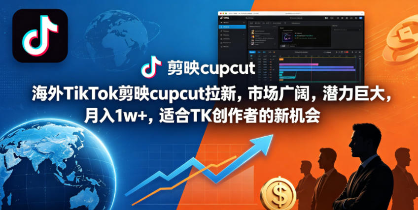 海外TikTok剪映cupcut拉新，市场广阔，潜力巨大，月入1w+，适合TK创作者的新机会-优创云