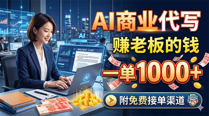 AI商业代写,赚老板的钱,一单1000+,附免费接单渠道-优创云