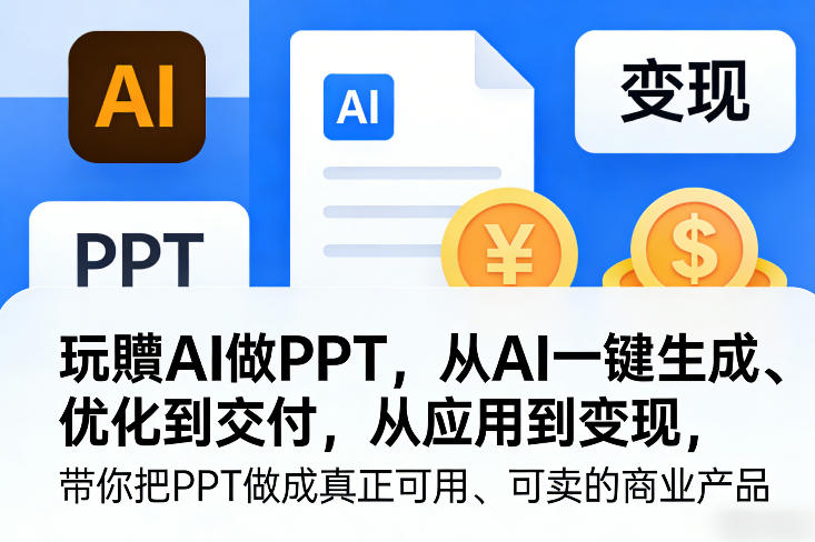 玩賺AI做PPT,从AI一键生成、优化到交付,从应用到变现,带你把PPT做成真正可用、可卖的商业产品(更新0513)-优创云