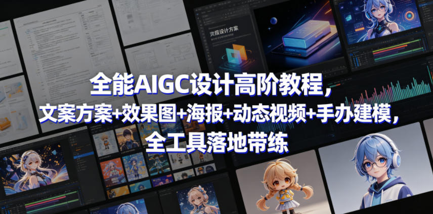 全能AIGC设计高阶教程,文案方案+效果图+海报+动态视频+手办建模,全工具落地带练-优创云