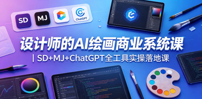 设计师的AI绘画商业系统课|SD+MJ+ChatGPT全工具实操落地课-优创云