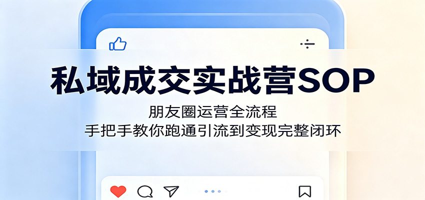 私域成交实战营SOP:朋友圈运营全流程,手把手教你跑通引流到变现完整闭环-优创云