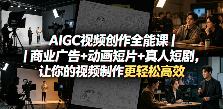 AIGC视频创作全能课|商业广告+动画短片+真人短剧,让你的视频制作更轻松高效-优创云