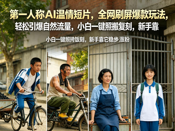 第一人称AI温情短片,全网刷屏爆款玩法,轻松引爆自然流量,小白一键照搬复刻,新手靠它稳步涨粉-优创云