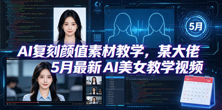 AI复刻颜值素材教学,某大佬5月最新AI美女教学视频,内含4月好物复刻教学-优创云