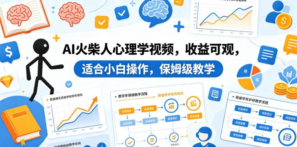AI火柴人心理学视频,收益可观,适合小白操作,保姆级教学-优创云