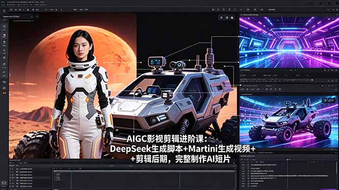AIGC影视剪辑进阶课：DeepSeek生成脚本+Martini生成视频+剪辑后期，完整制作AI短片-优创云