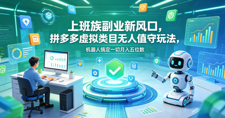 上班族副业新风口,拼多多虚拟类目无人值守玩法,机器人搞定一切月入五位数【揭秘】-优创云