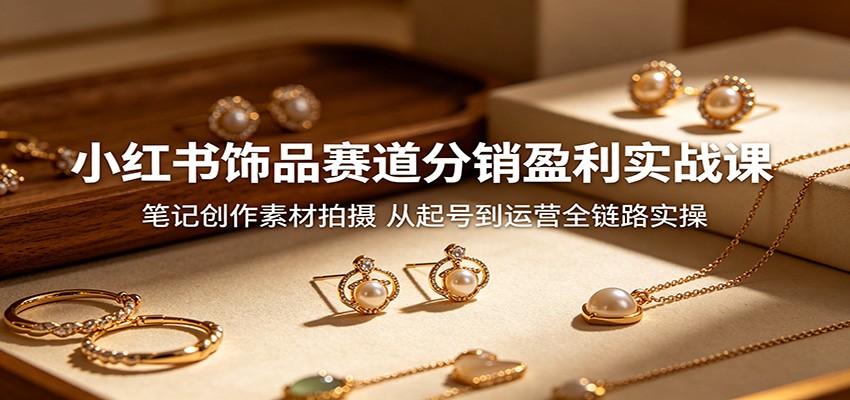 小红书饰品赛道分销盈利实战课：笔记创作素材拍摄，从起号到运营全链路实操-优创云