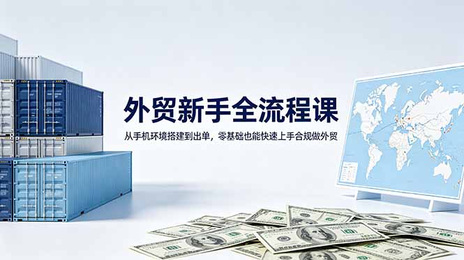 外贸新手全流程课:从手机环境搭建到出单,零基础也能快速上手合规做外贸-优创云