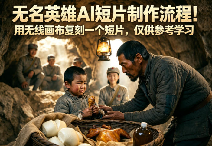 无名英雄AI短片制作流程!用无线画布复刻一个短片,仅供参考学习-优创云