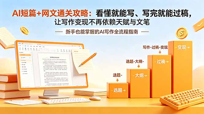 AI短篇+网文通关攻略-更新4月:看懂就能写、写完就能过稿,让写作变现不再依赖天赋与文笔-优创云