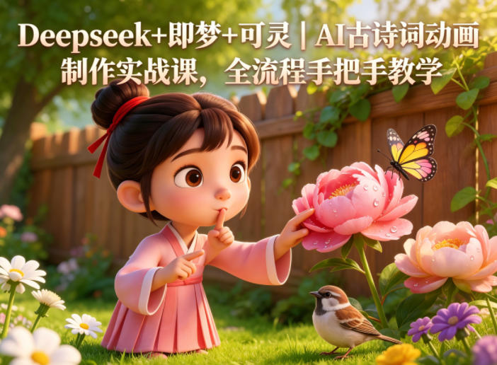Deepseek+即梦+可灵｜AI古诗词动画制作实战课，全流程手把手教学-优创云