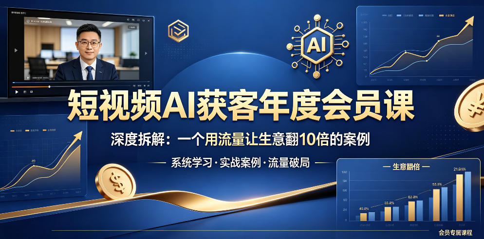 短视频AI获客年度会员课，深度拆解，一个用流量让生意翻10倍的案例-优创云