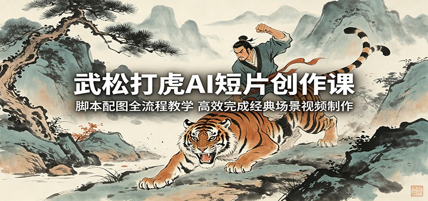 武松打虎AI短片创作课:脚本配图全流程教学,高效完成经典场景视频制作-优创云