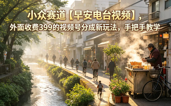 小众赛道【早安电台视频】,外面收费399的视频号分成新玩法,手把手教学-优创云