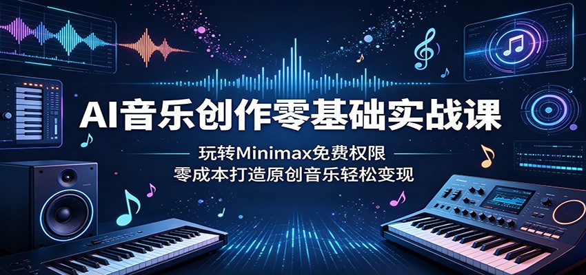AI音乐创作零基础实战课:玩转Minimax免费权限,零成本打造原创音乐轻松变现-优创云