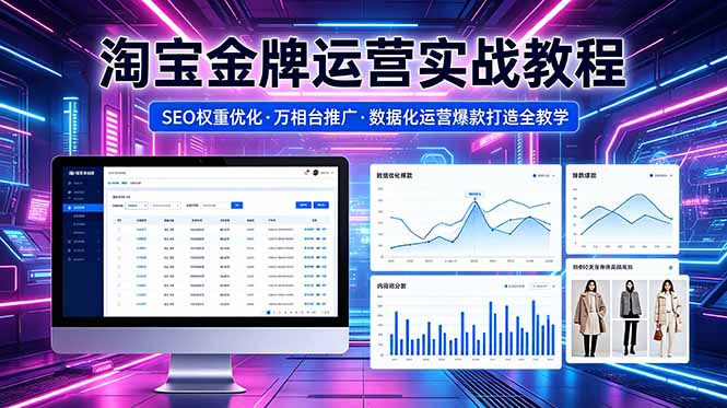 2026 淘宝金牌运营实战教程,SEO权重优化万相台推广,数据化运营爆款打造全教学-优创云