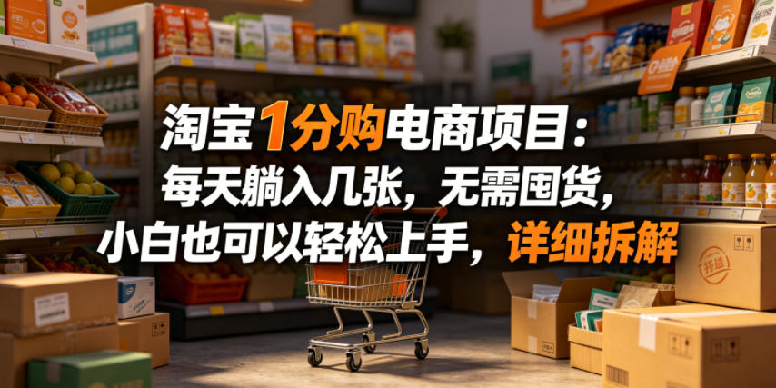 淘宝1分购电商项目:每天躺入几张,无需囤货,小白也可以轻松上手,详细拆解-优创云