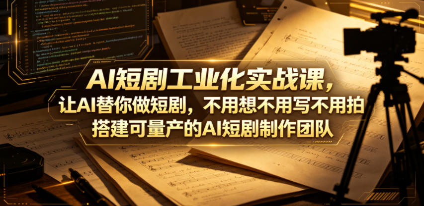 AI短剧工业化实战课，让AI替你做短剧，不用想不用写不用拍，搭建可量产的AI短剧制作团队-优创云